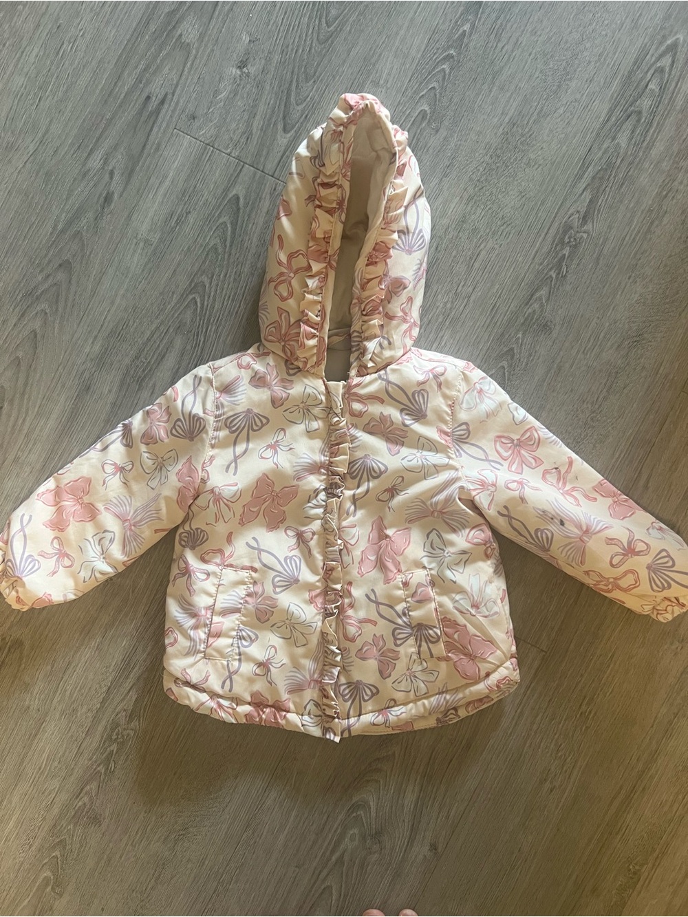 cupcakes & cashmere Cream Hooded Puffer Jacket with Pink Floral Print